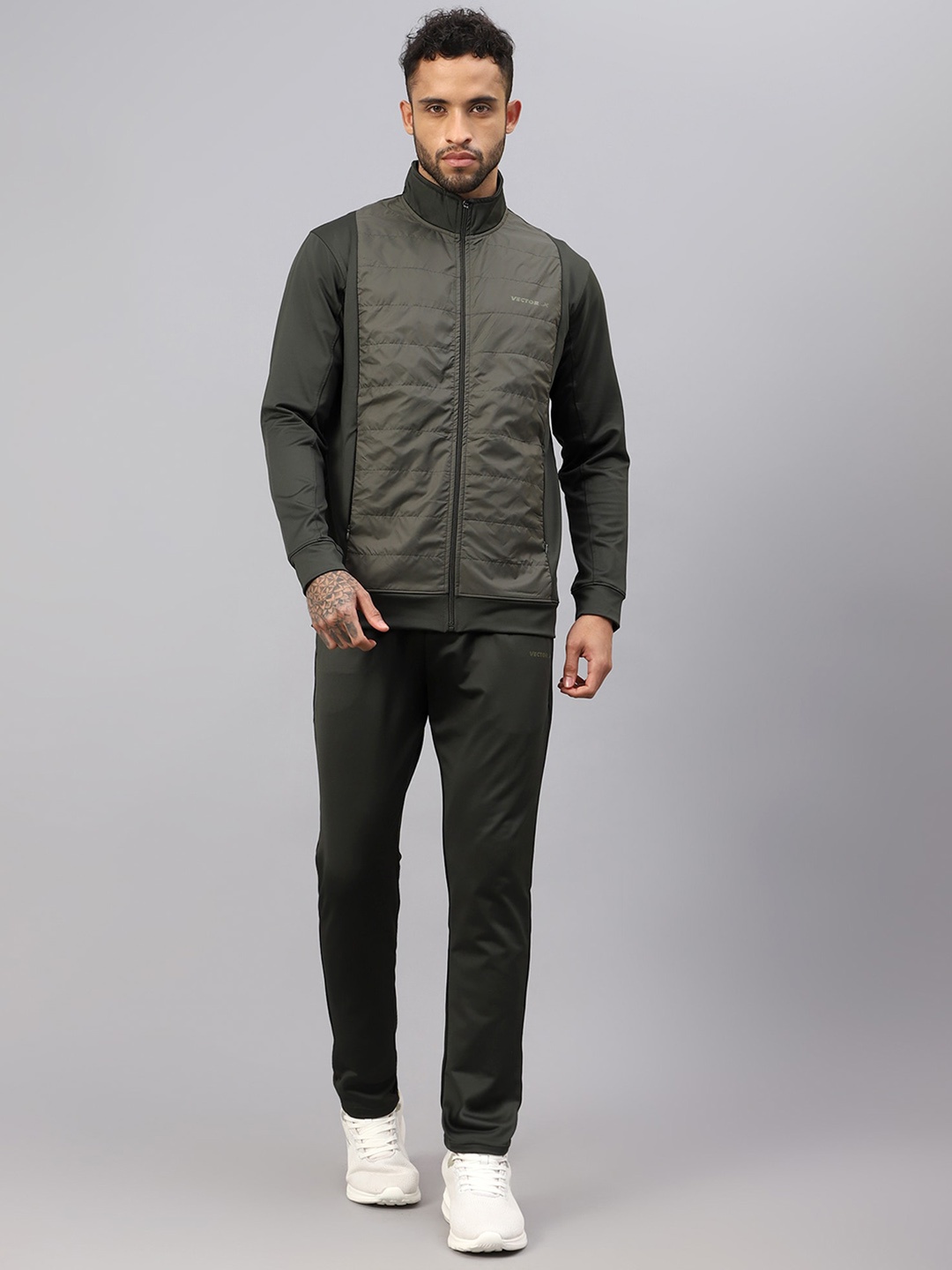 

VECTOR X Men Mock Collar Tracksuit, Olive