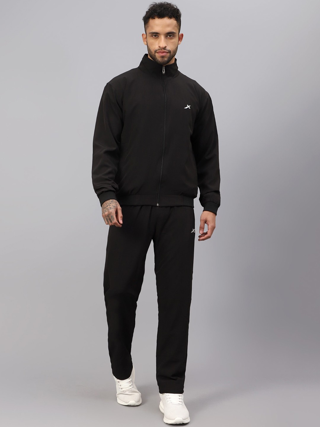 VECTOR X Men Mock Collar Tracksuit, Black