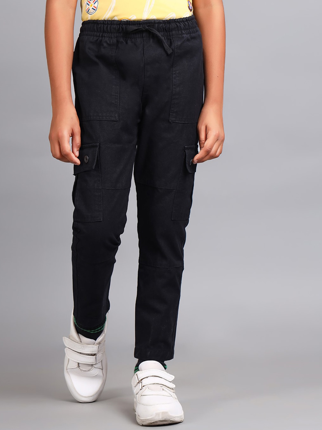 

ZION Boys Tailored Slim Fit Cargos Trousers, Black