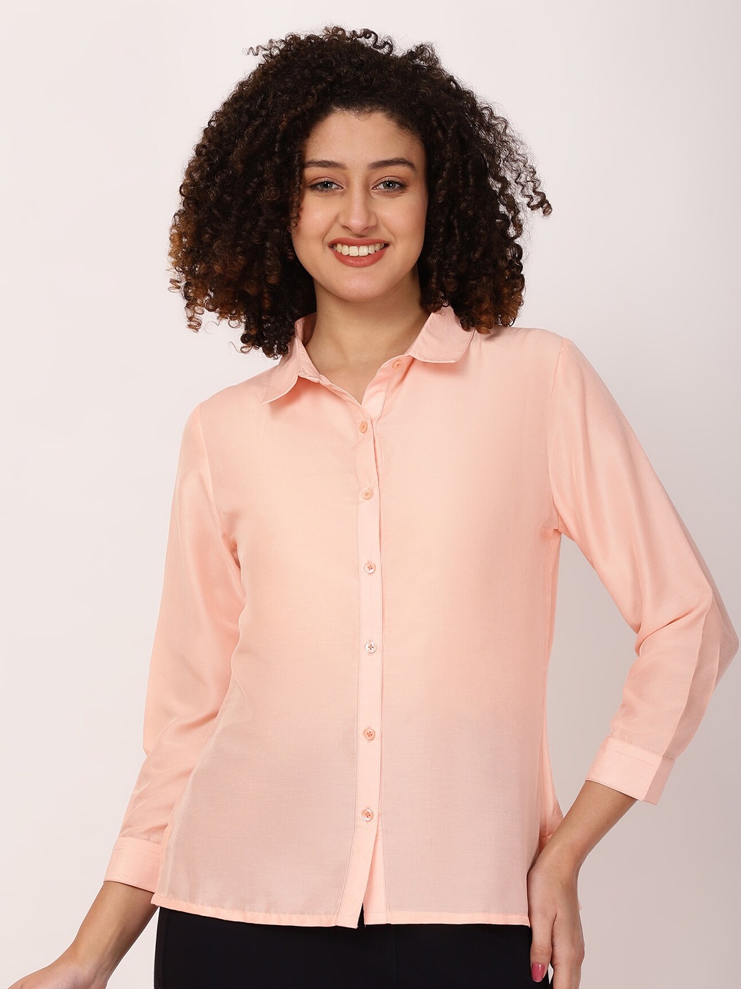 

FUTURO Solid Shirt Style Top, Peach