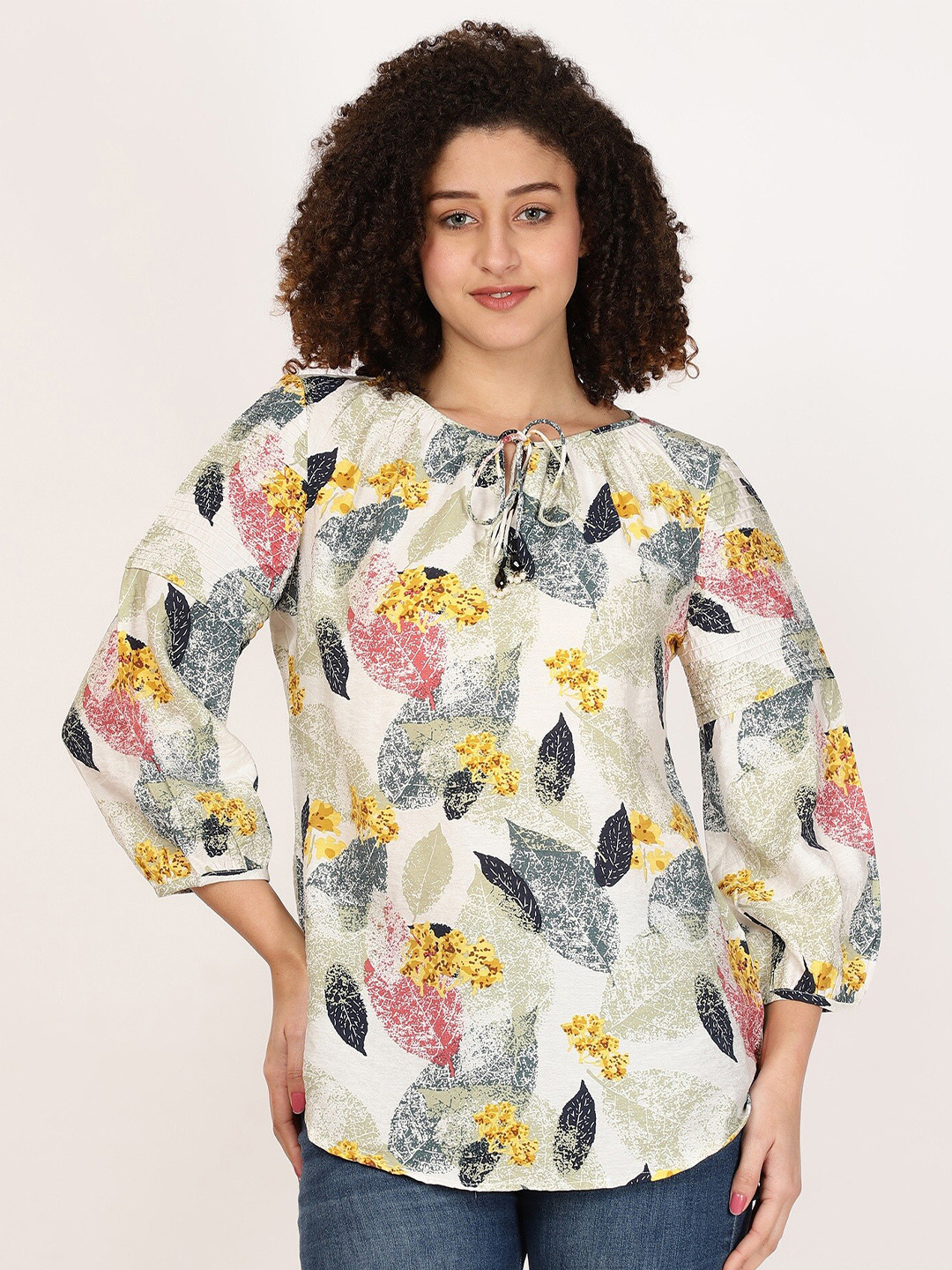 

FUTURO Floral Printed Top, Yellow