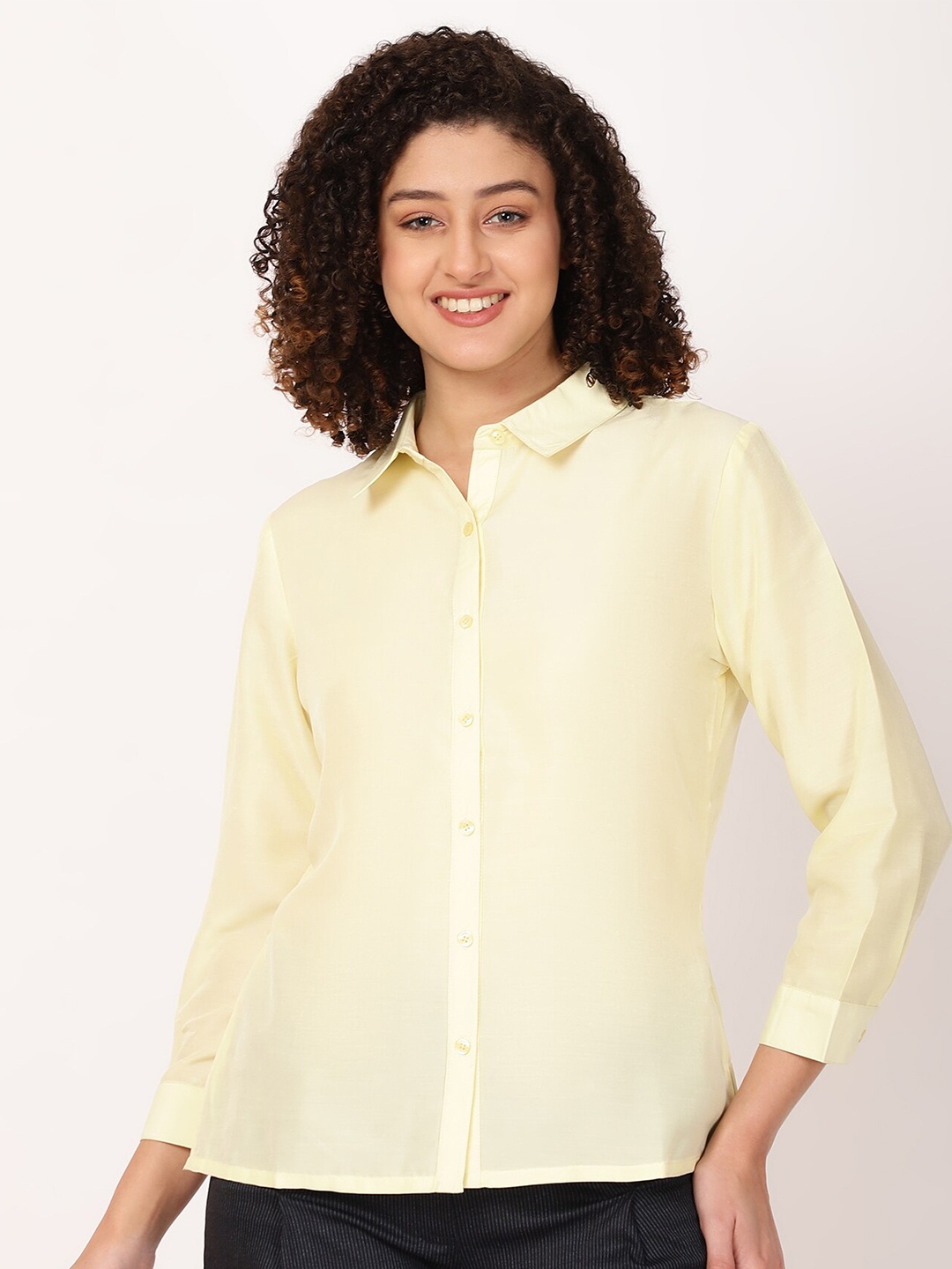 

FUTURO Spread Collar Casual Shirt, Yellow