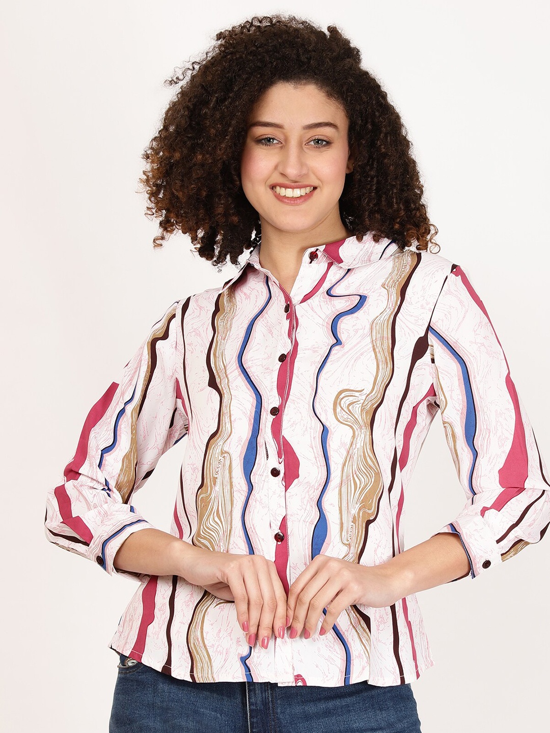 

FUTURO Abstract Printed Casual Shirt, White