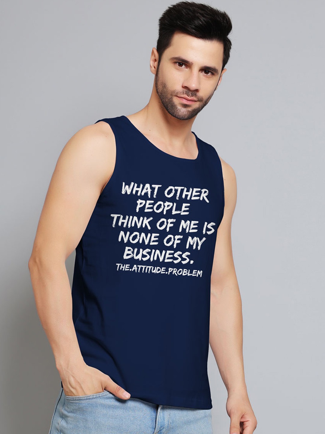 

Juxar Printed Cotton Rich Sleeveless Innerwear Vests JXR-030SAN-NY-XS, Navy blue