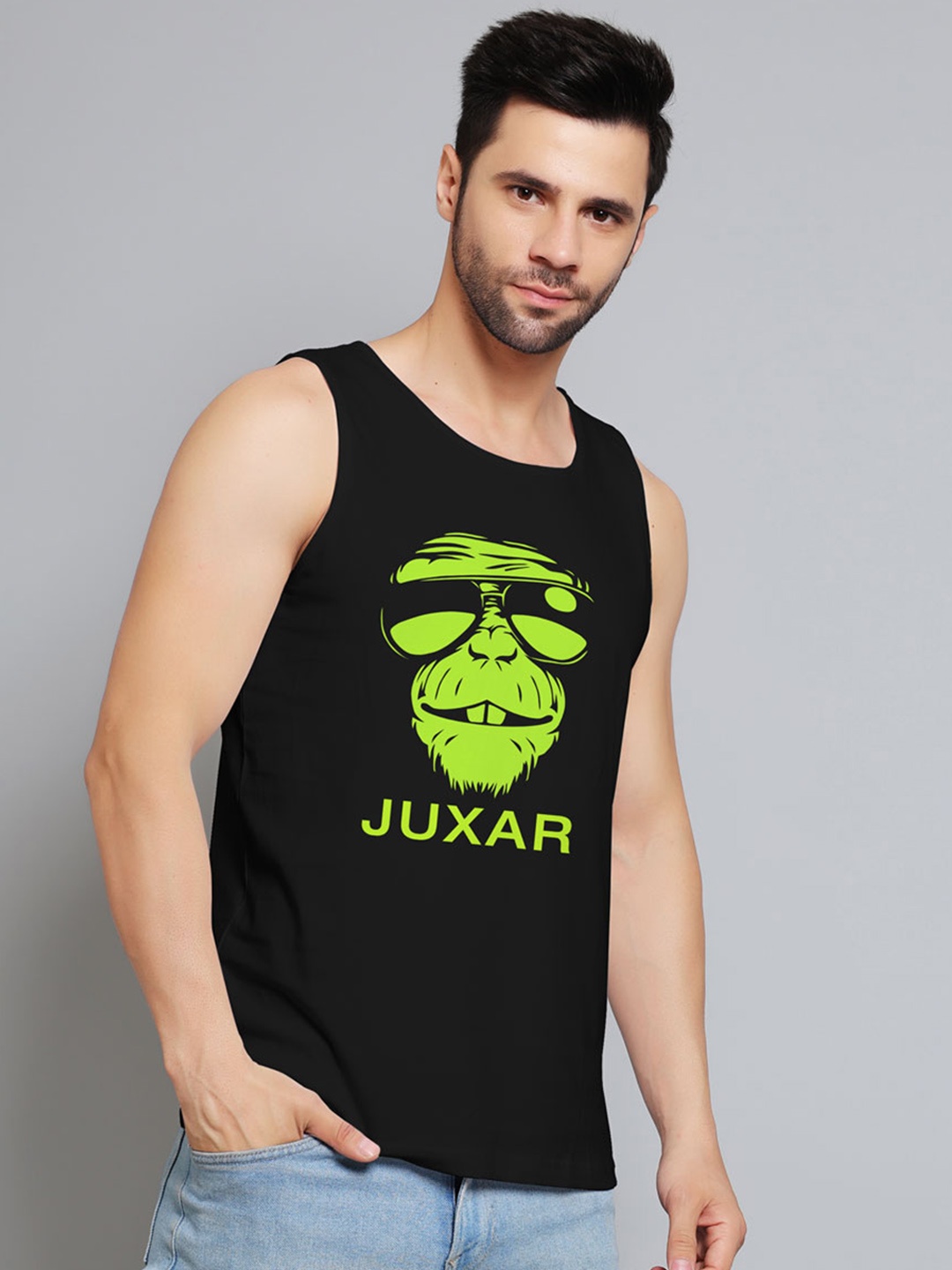 

Juxar Graphic Printed Innerwear Vests JXR-018SAN-BK-XS, Black