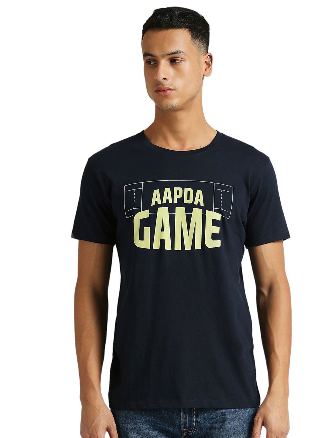 

FanCode Unisex Official Gujarat Titans Printed Aapda Game Cotton T-Shirt, Navy blue