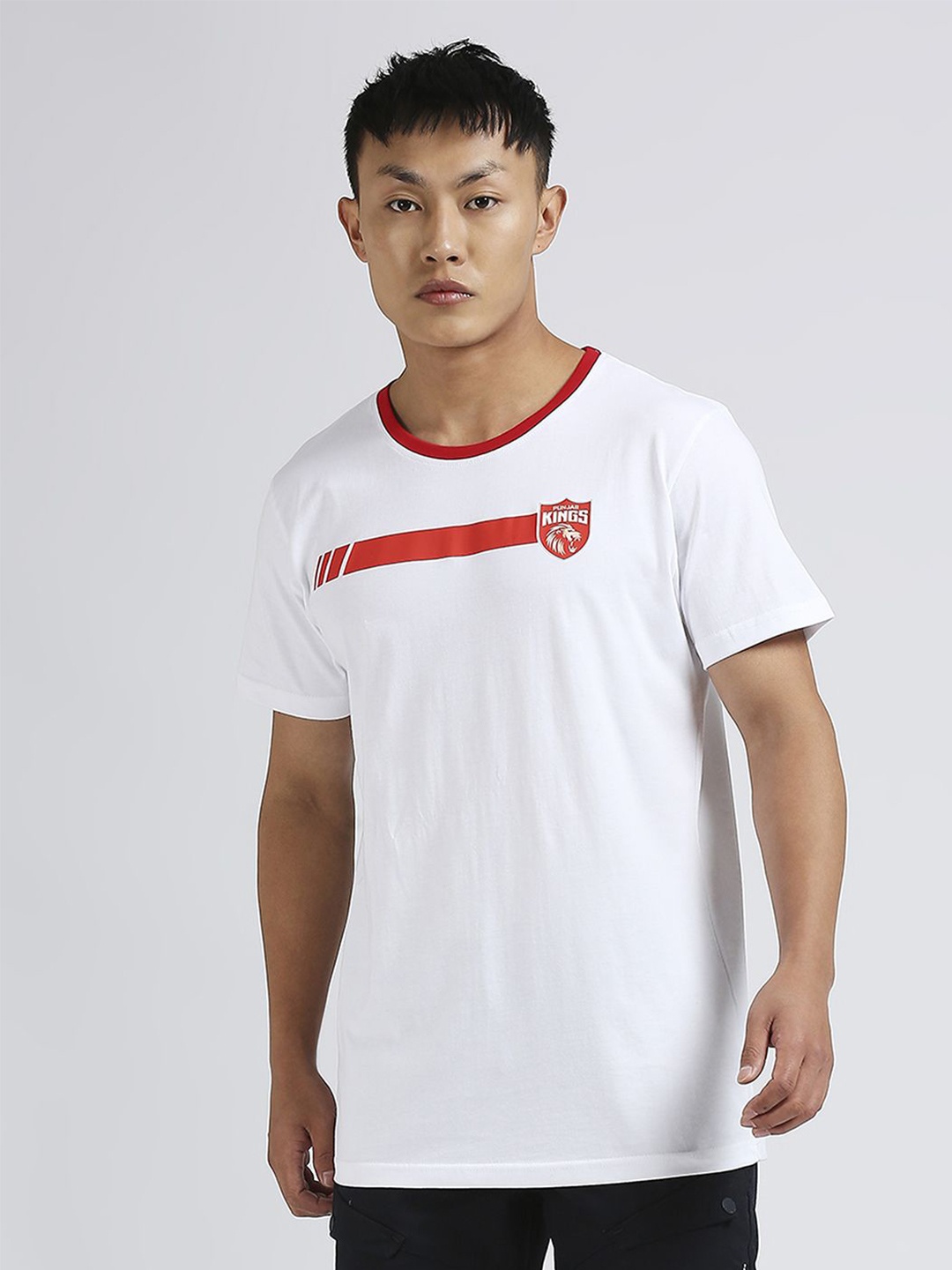 

FanCode Unisex Official Punjab Kings Solid Cotton T-Shirt, White