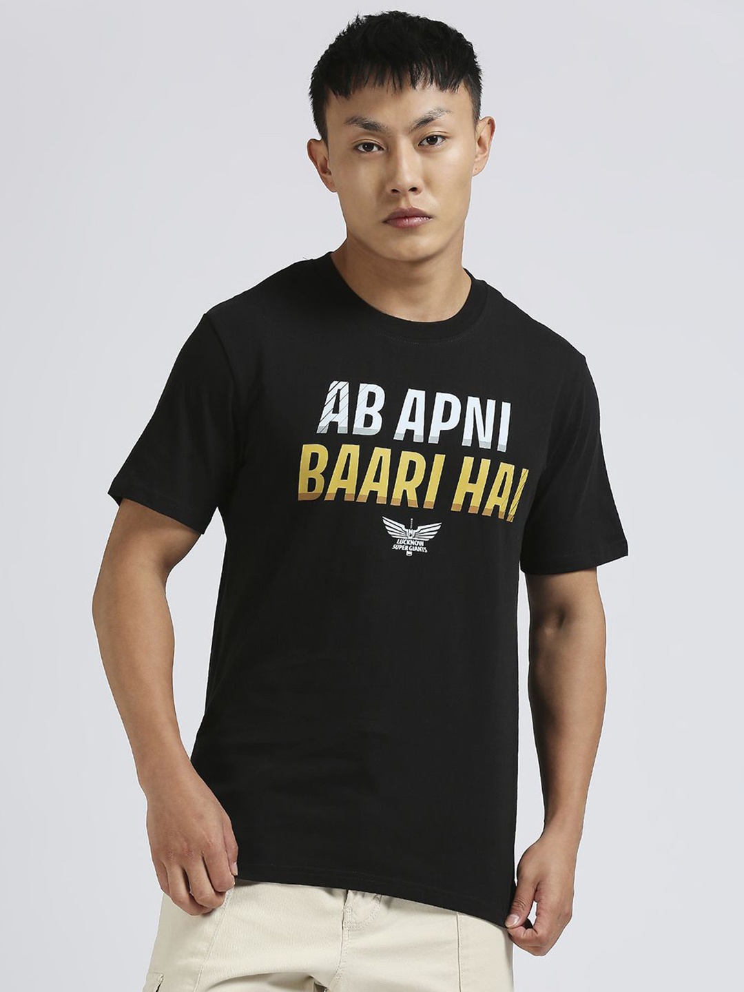 

FanCode Unisex Official Lucknow Super Giants Printed Ab Apni Baari Hai T-Shirt, Black