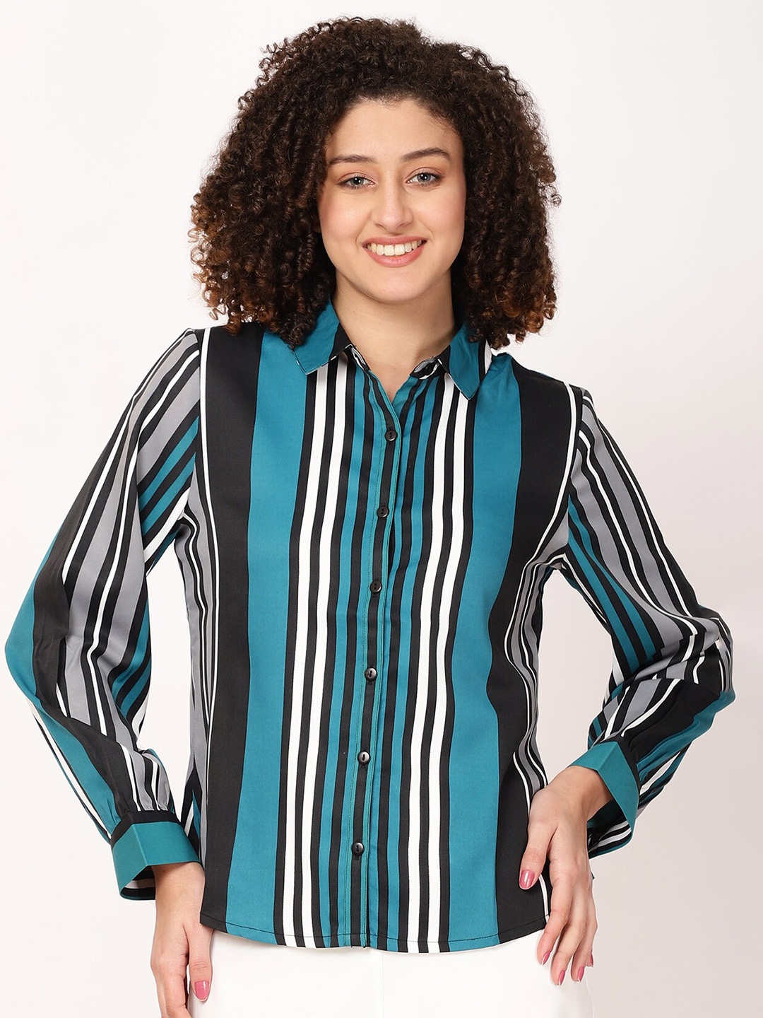 

FUTURO Striped Shirt Style Top, Blue