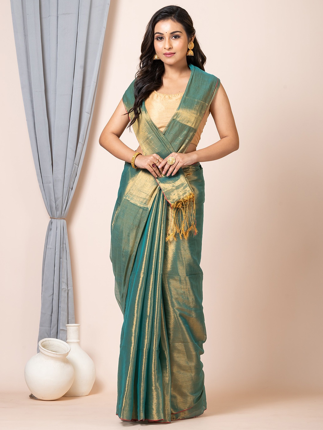 

Laa Calcutta Tissue Saree, Green