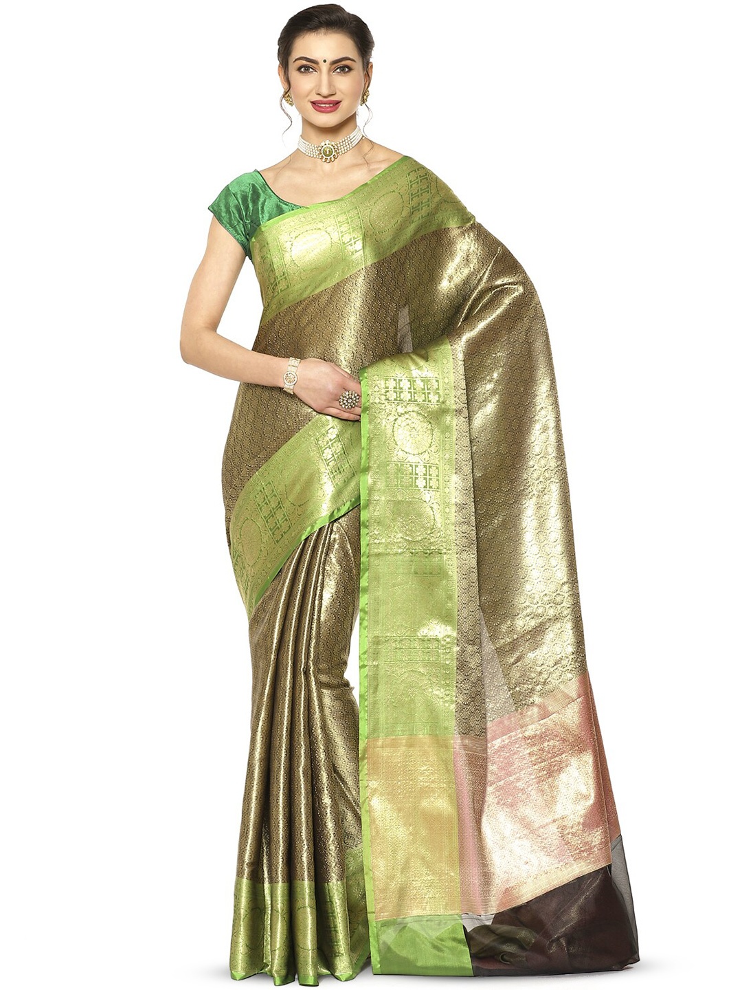 

Humairah Ethnic Motifs Zari Kanjeevaram Saree, Black