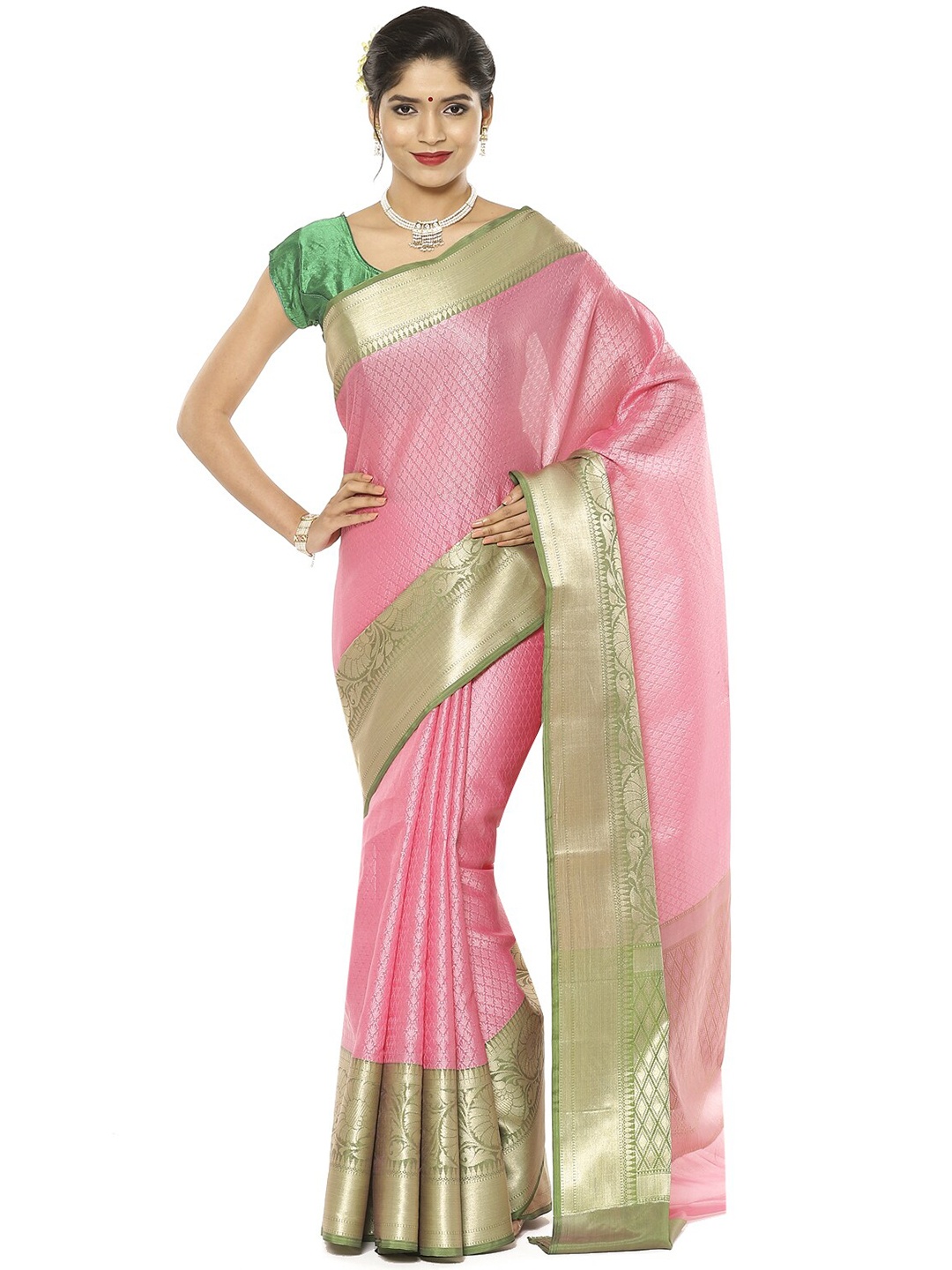 

Humairah Floral Zari Art Silk Banarasi Saree, Pink