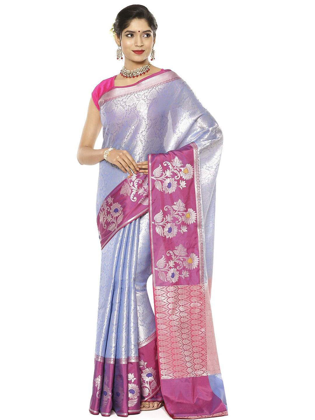 

Humairah Woven Design Zari Kanjeevaram Saree, Blue