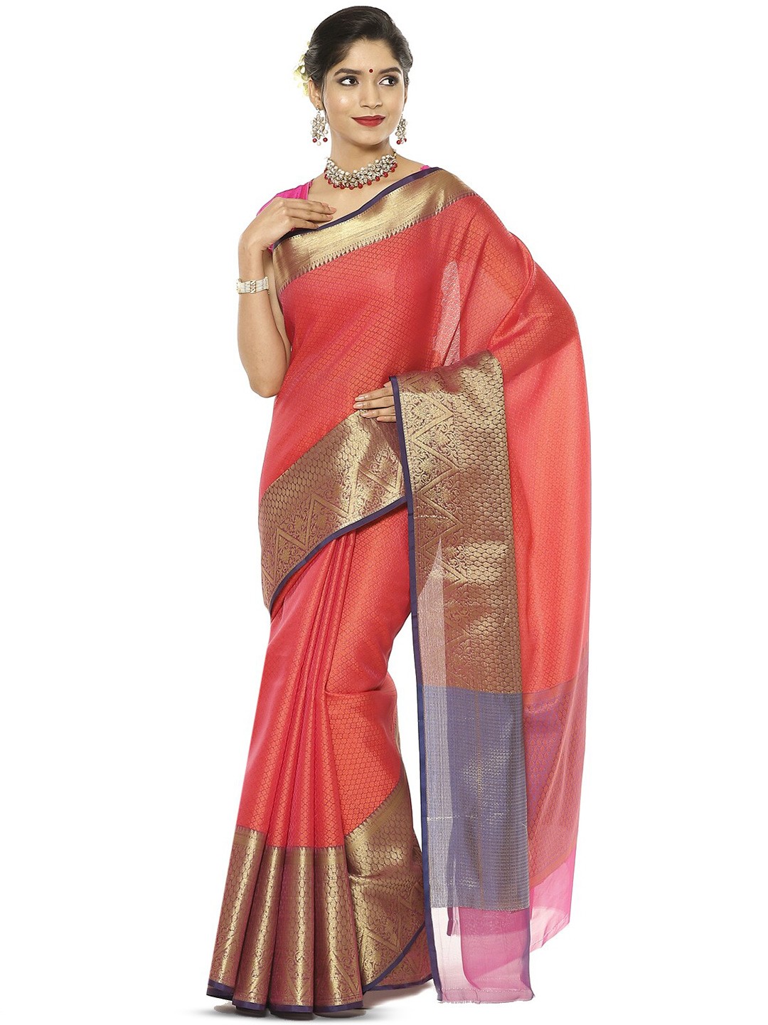 

Humairah Woven Design Zari Art Silk Banarasi Saree, Orange