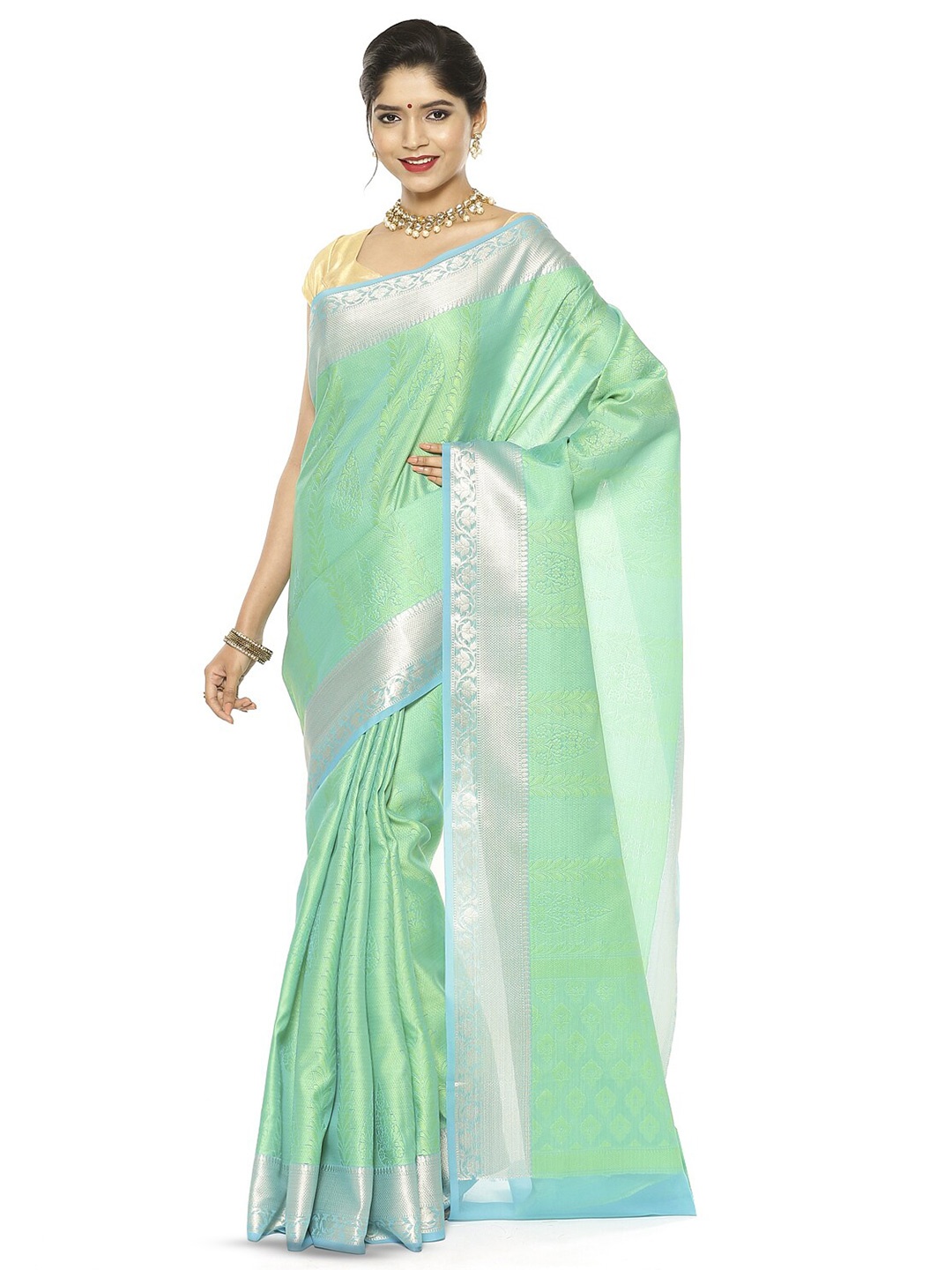 

Humairah Woven Design Zari Art Silk Banarasi Saree, Green