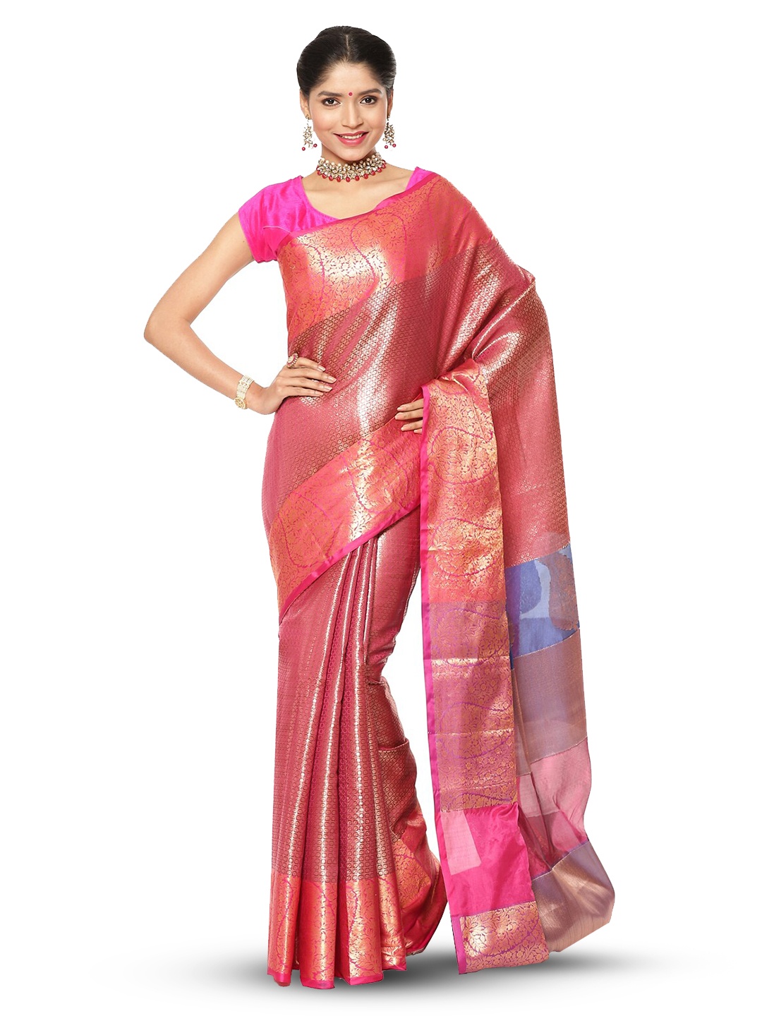 

Humairah Woven Design Zari Kanjeevaram Saree, Brown