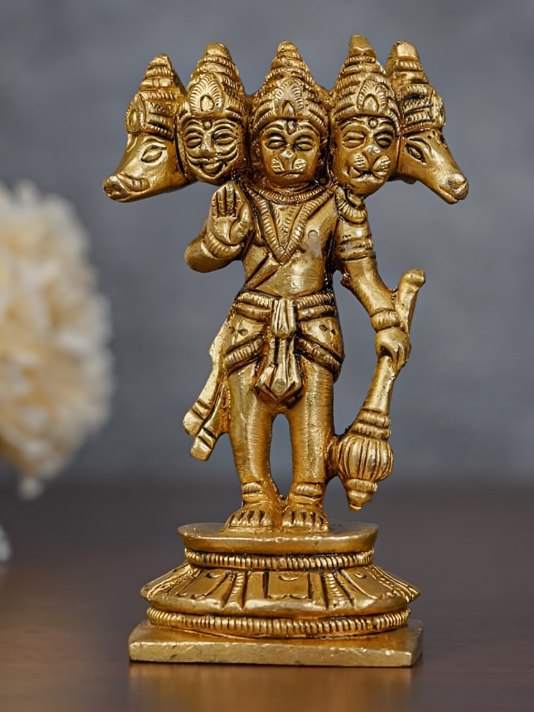 

acraftsindia Yellow Five face Hanuman Idol Showpiece