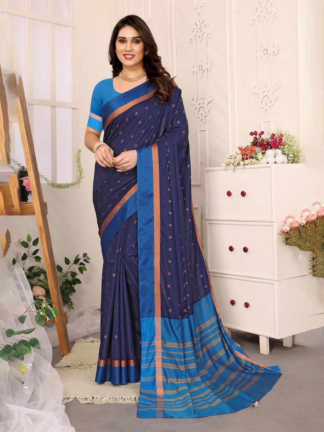 

vj fashion Ethnic Woven Design Zari Saree, Blue