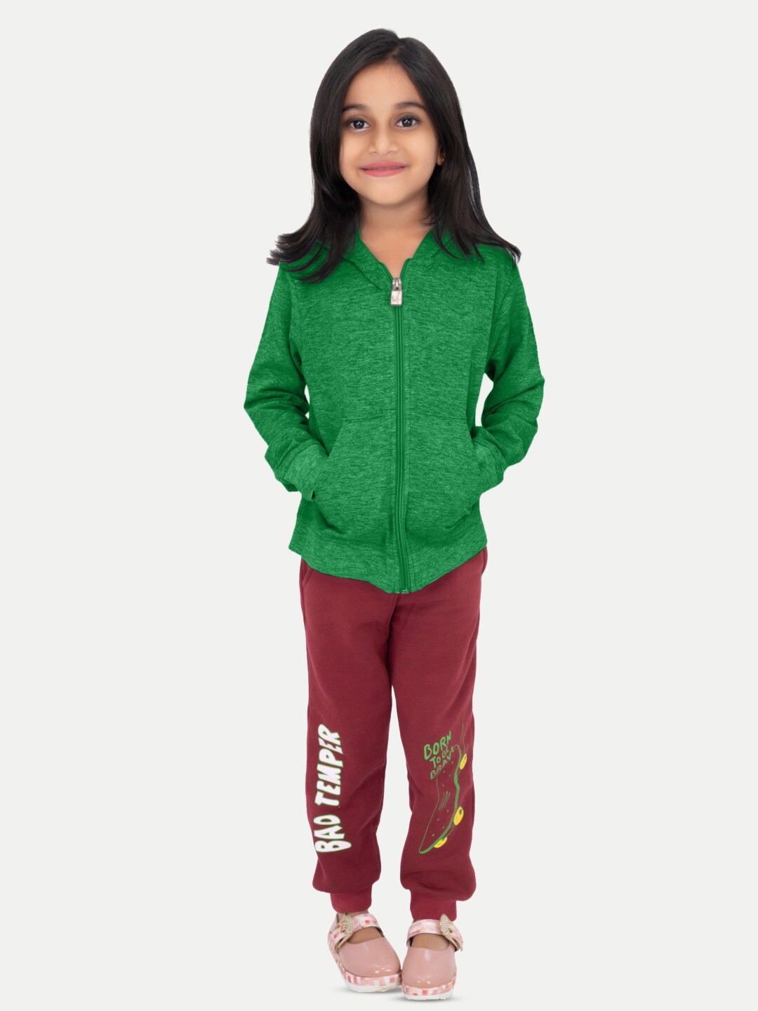 

BAESD Girls Hood Knitted T-shirt, Green