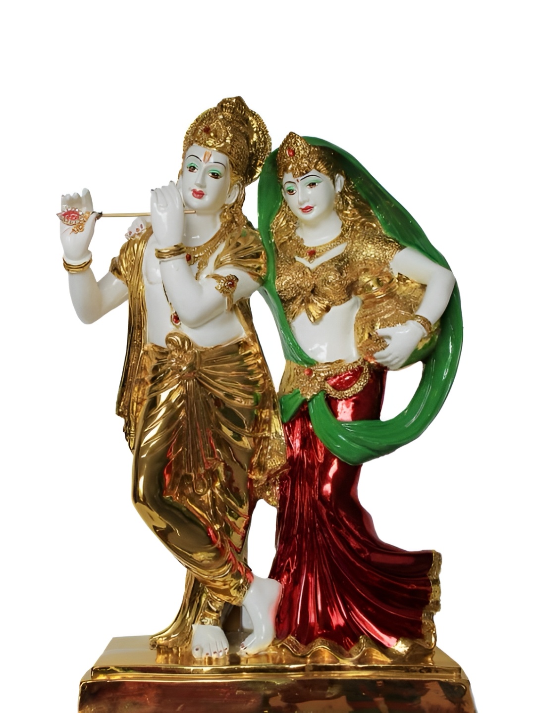 

krishnagallery1 White & Gold Toned Marble Religious Idol Showpiece