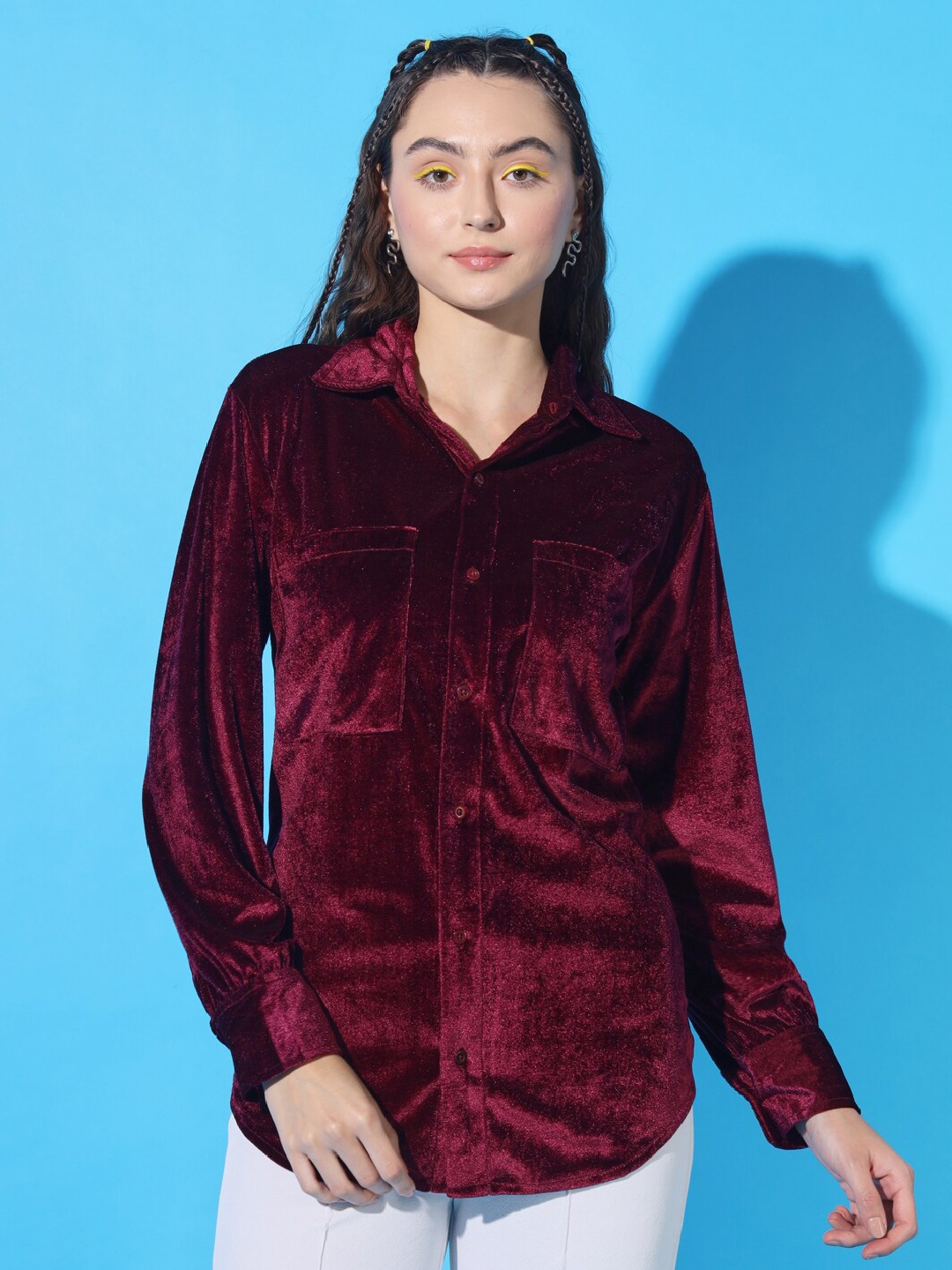 

BAESD Smart Spread Collar Casual Shirt, Maroon