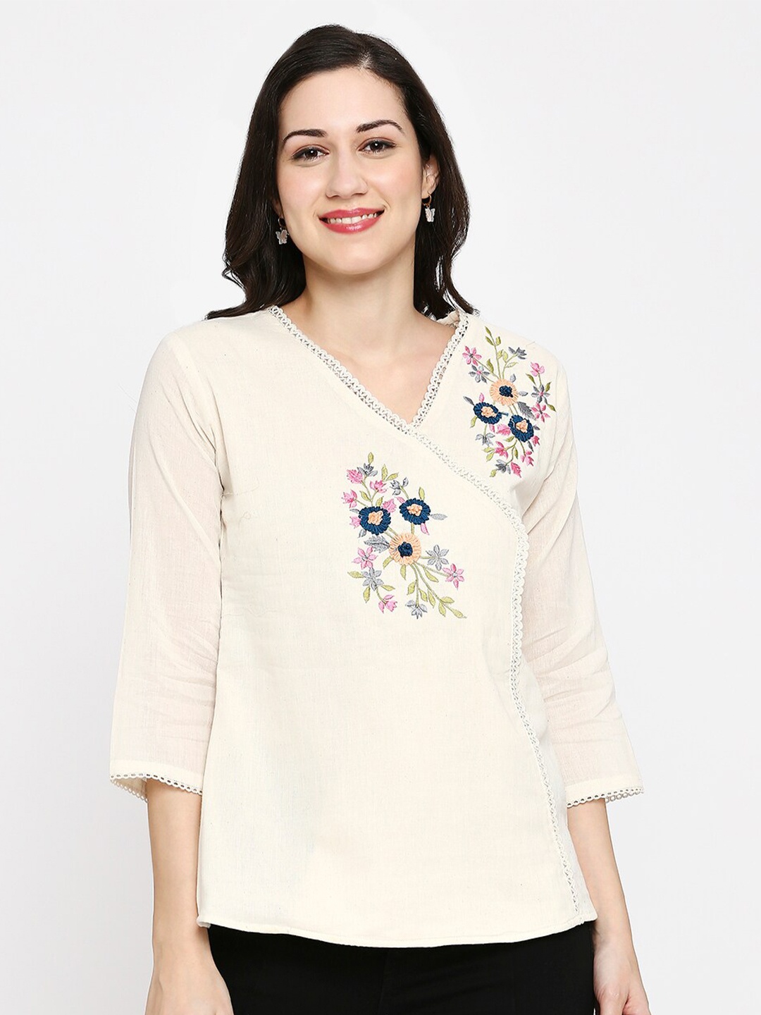 

YOELLA Embroidered Floral Tunic, Off white