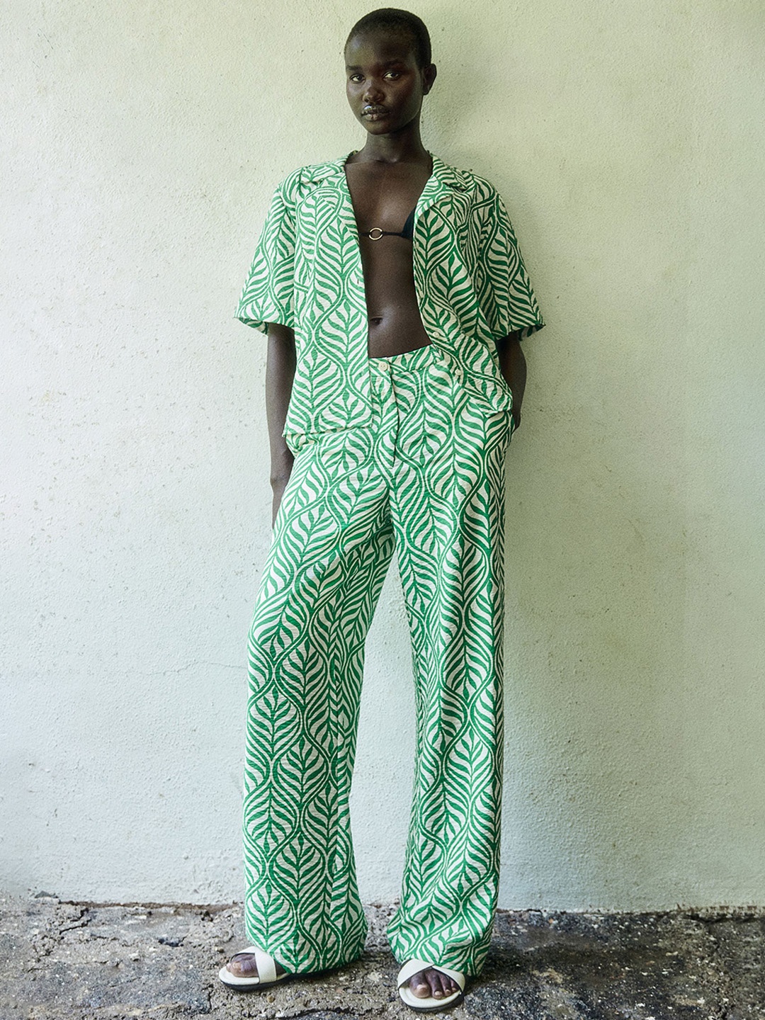 

H&M Wide Trousers, Green