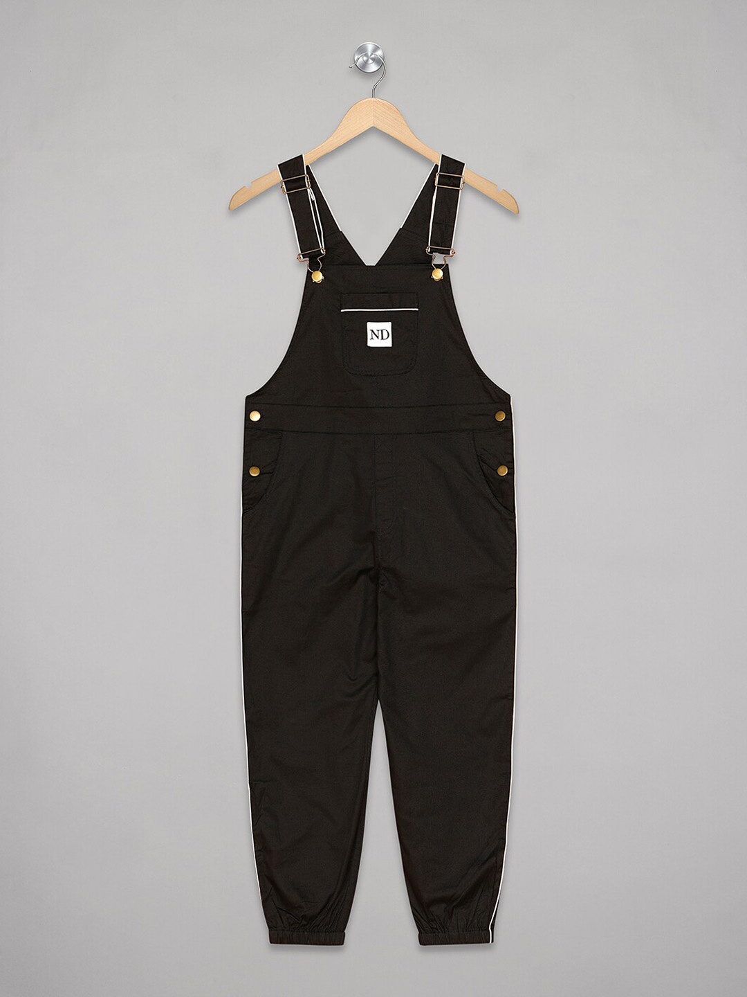 

Olele Girls Cotton Denim Dungaree, Black