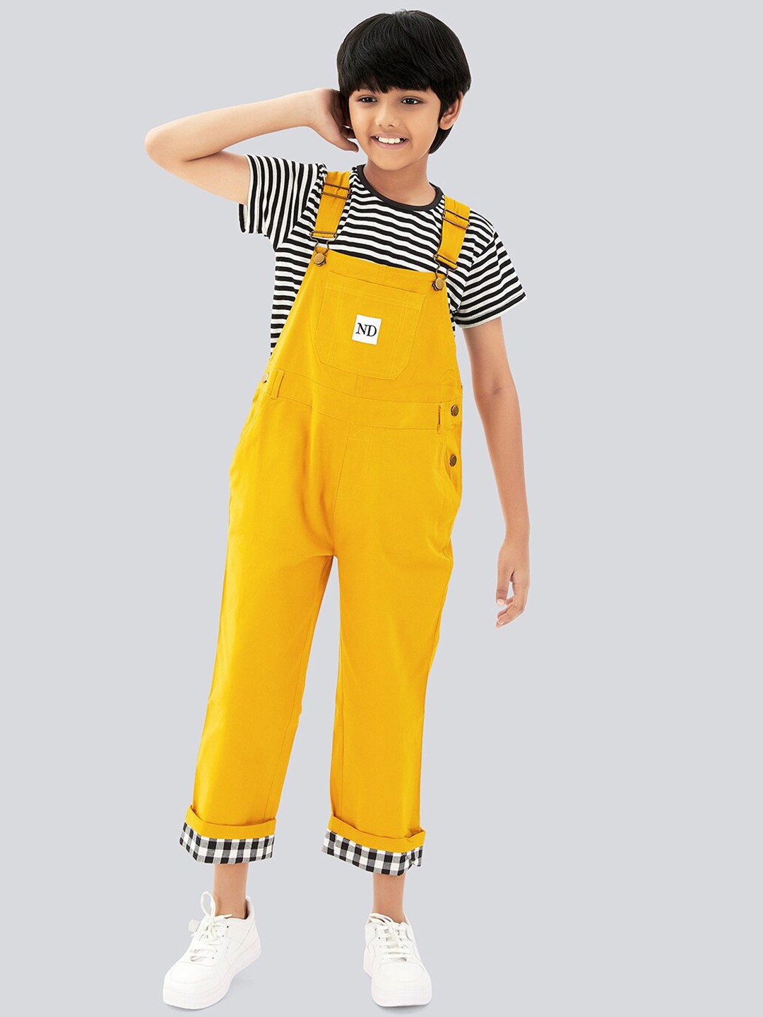 

Olele Boys Cotton Straight Fit Dungarees, Yellow