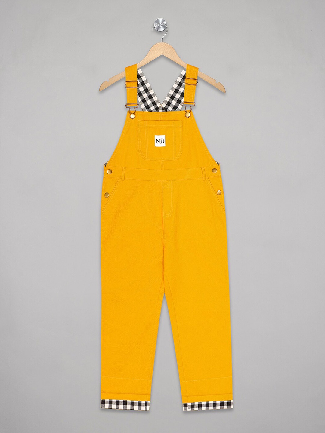 

Olele Girls Cotton Denim Dungarees, Yellow