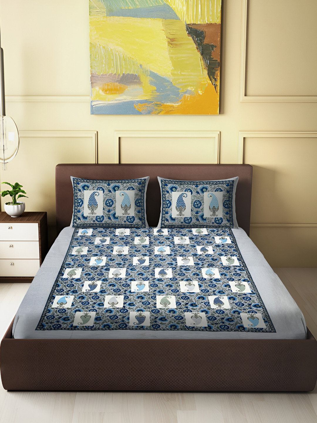 

Spangle Grey & White Ethnic Motifs 260 TC King Bedsheet with 2 Pillow Covers