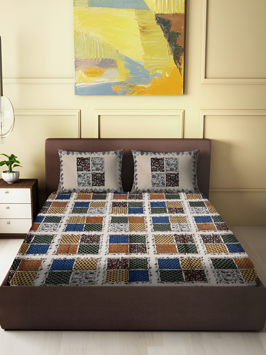 

Spangle Black & Blue Graphic 260 TC 2 King Bedsheet with 2 Pillow Covers