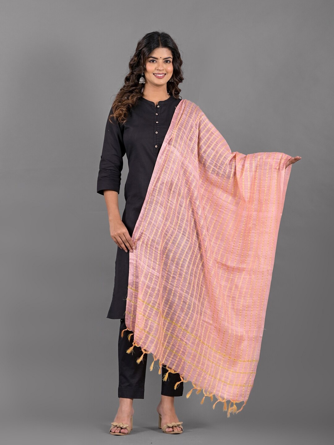 

Apratim Ethnic Motifs Woven Design Dupatta, Pink