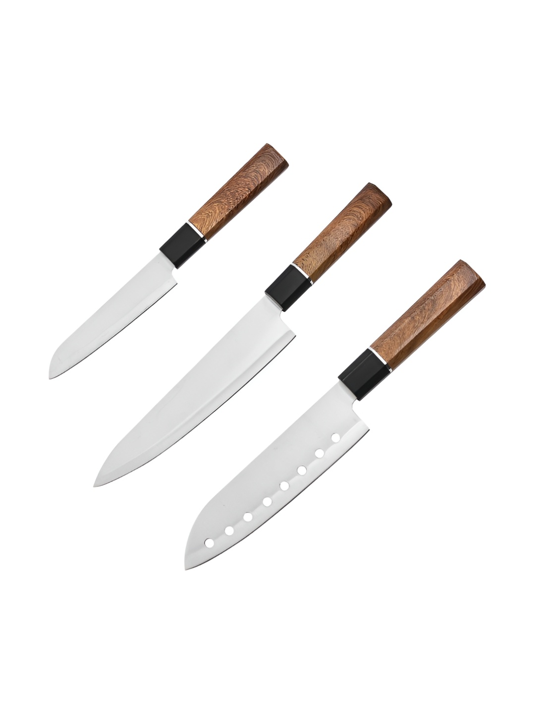 

P-Plus International Silver Toned & Brown 3 Pieces Stainless Steel Vegetable Knife