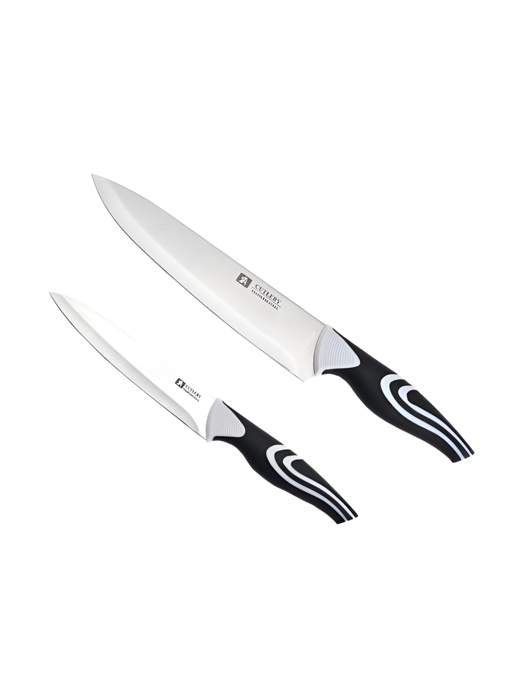 

P-Plus International Silver Toned & Black 2 Pcs Stainless Steel Cleaver Knife