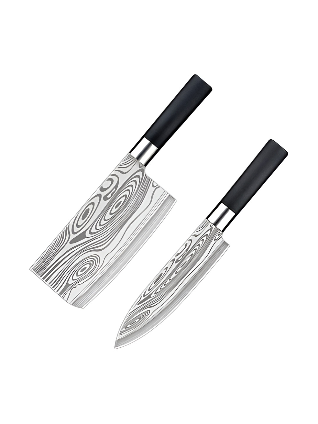 

P-Plus International 2 Pieces Stainless Steel Kitchen Chopping Knives, Silver