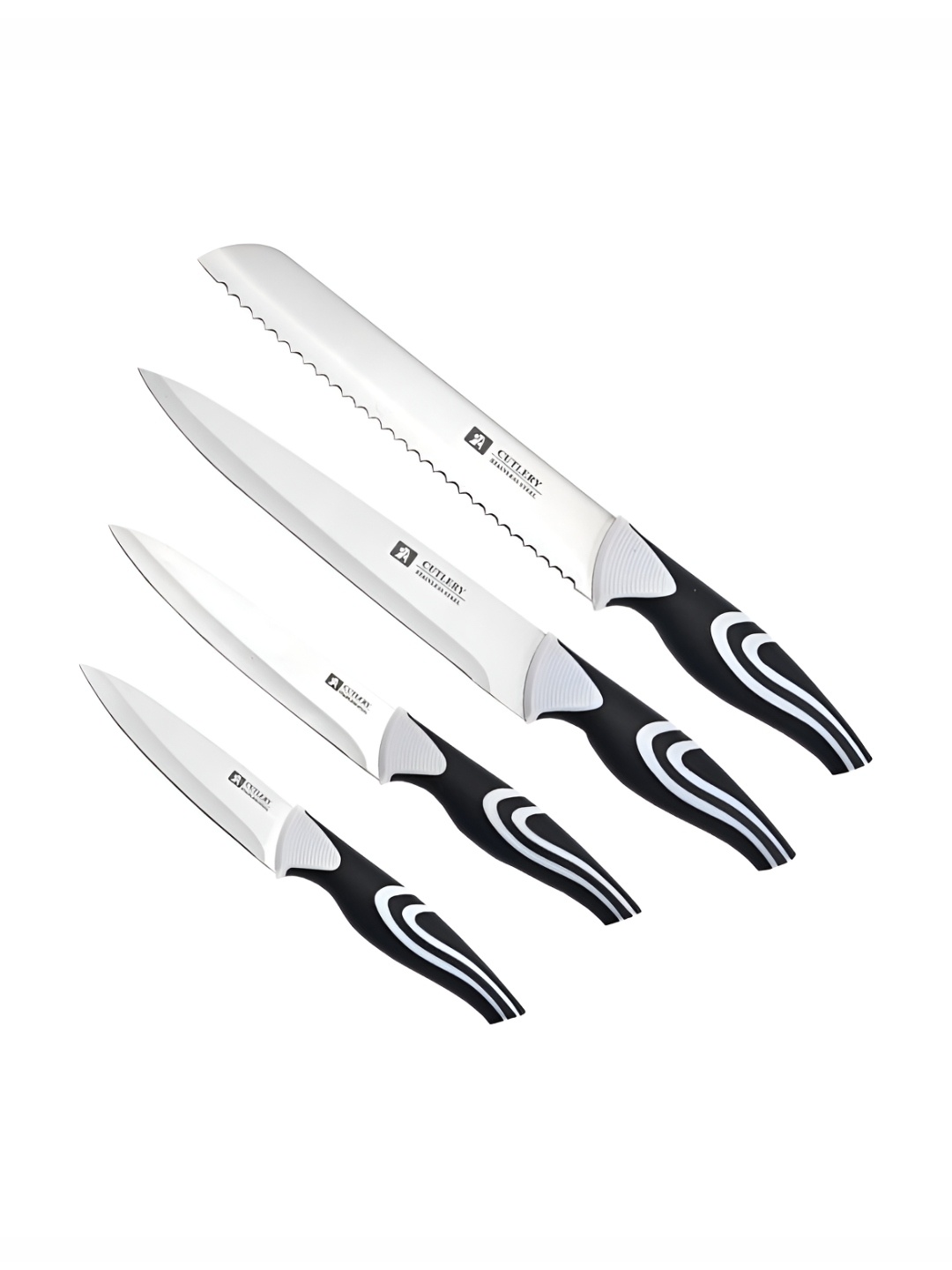 

P-Plus International Silver Toned & Black 4 Pcs Stainless Steel Kitchen knife