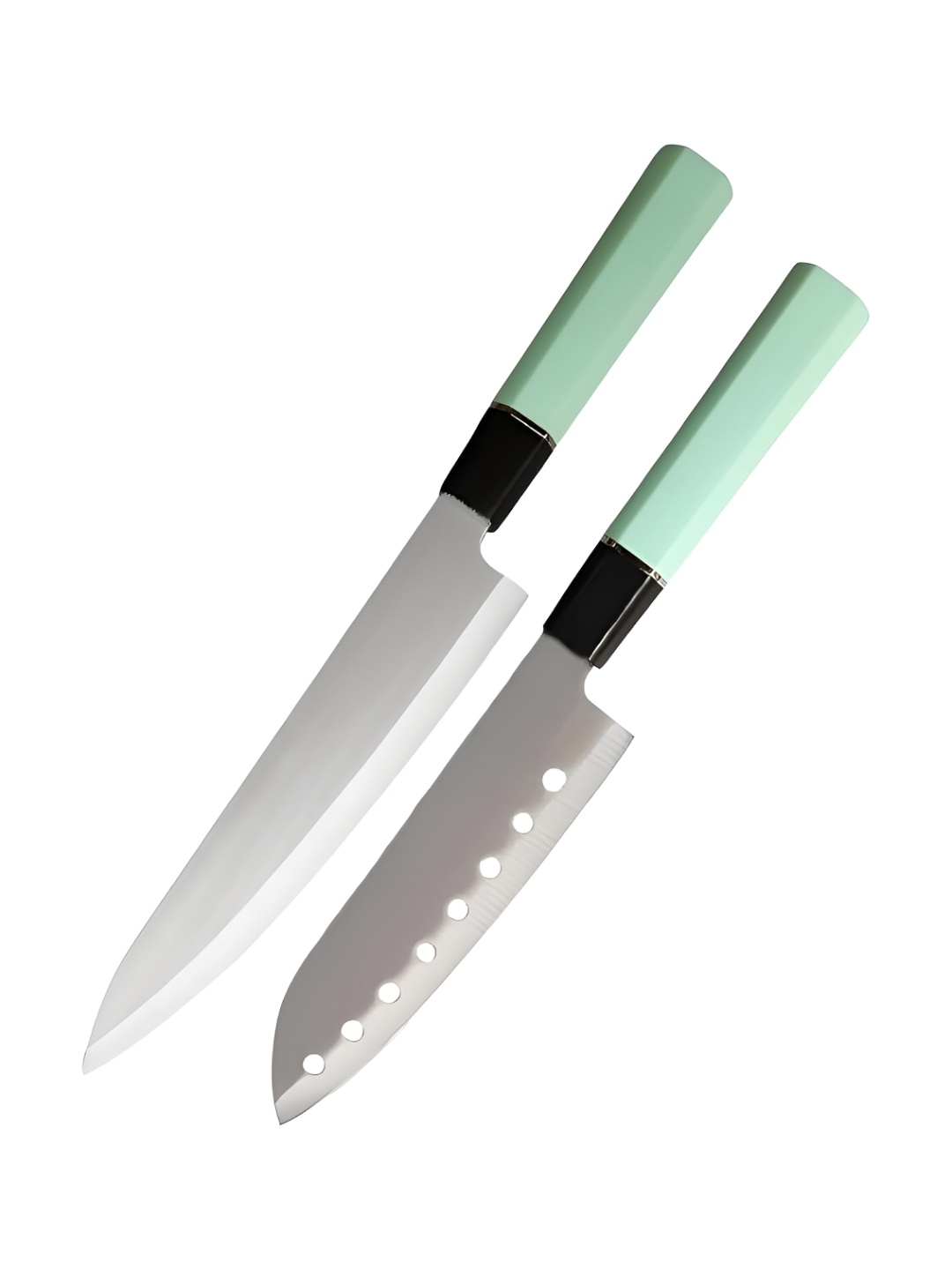 

P-Plus International Silver Toned & Green 2 Pcs Stainless Steel Kitchen Knife