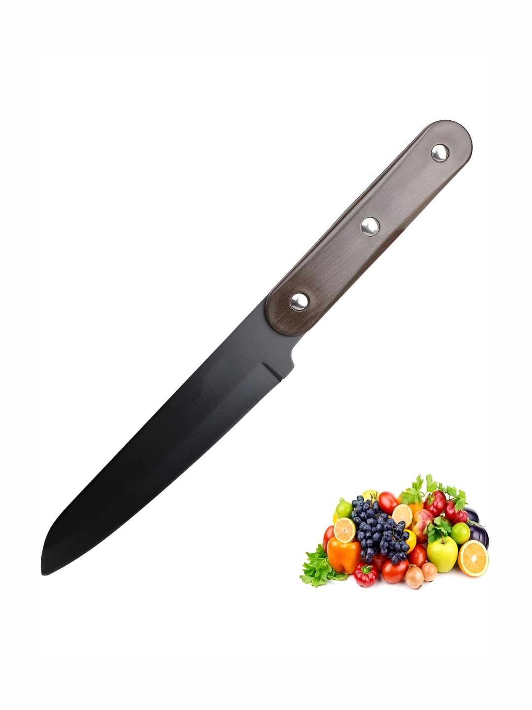 

P-Plus International Black & Brown Stainless Steel Utility Kitchen Knife
