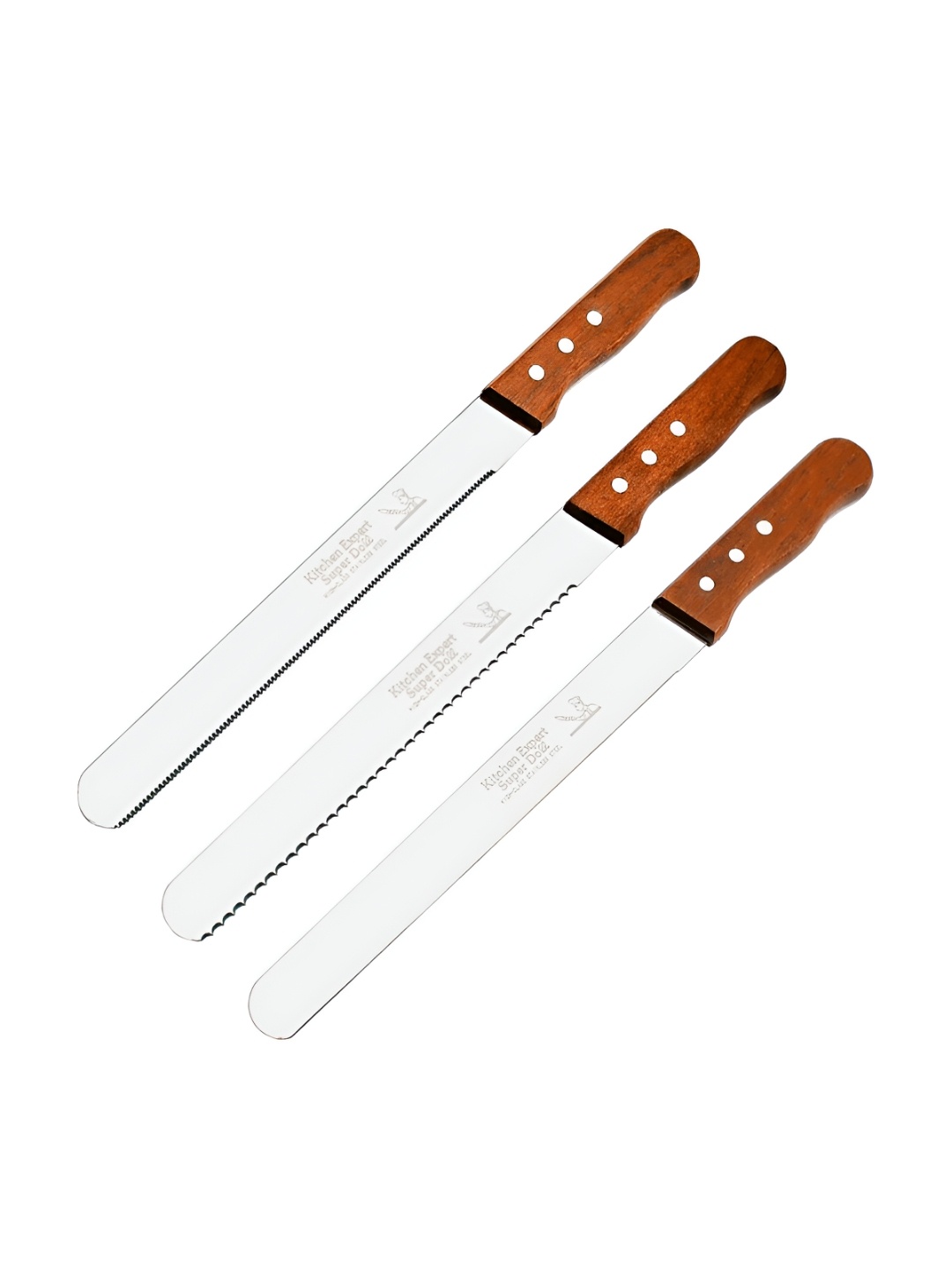 

P-Plus International Silver Toned 3 Pieces Stainless Steel Bread Slicer Knife
