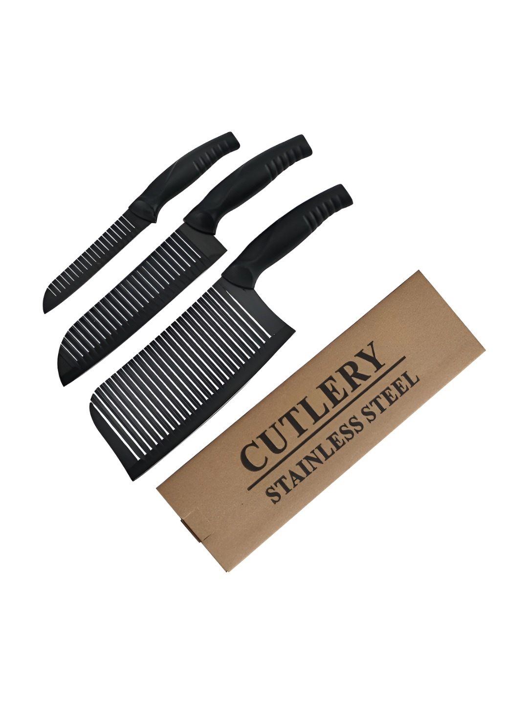 

P-Plus International Black 3 Pieces Stainless Steel Kitchen Knife, Silver
