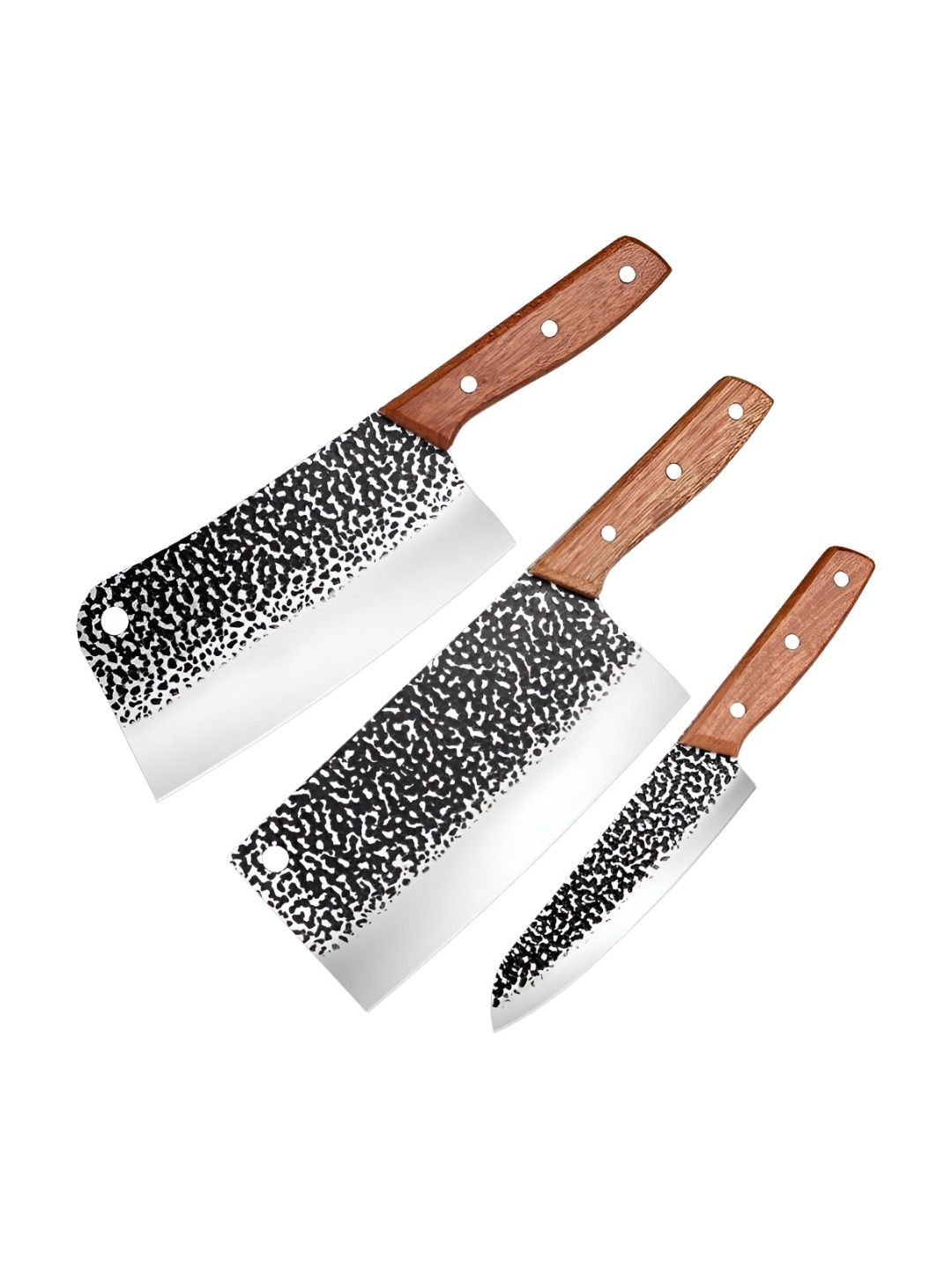 

P-Plus International Silver Toned & Brown 3 Pieces Stainless Steel Kitchen Knife