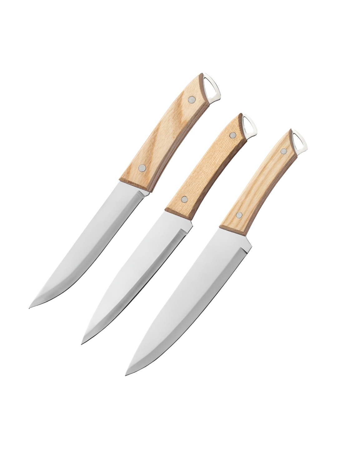

P-Plus International Silver-Toned & Beige 3 Pcs Stainless Steel Kitchen Knifes