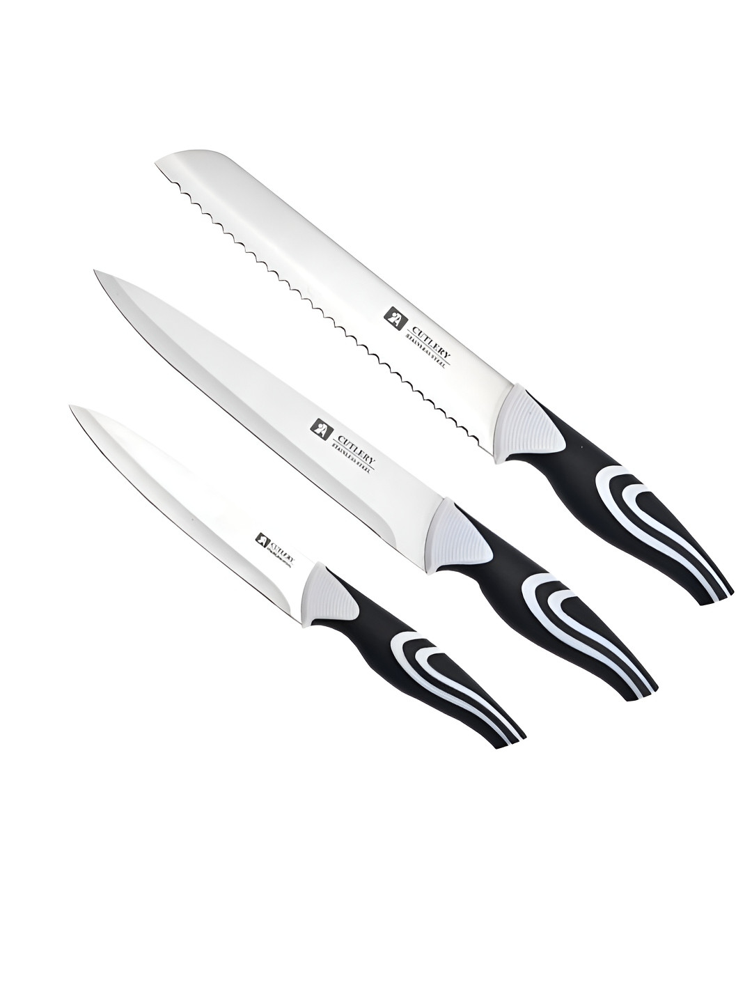 

P-Plus International Grey 3 Pieces Stainless Steel Kitchen Knife, Silver
