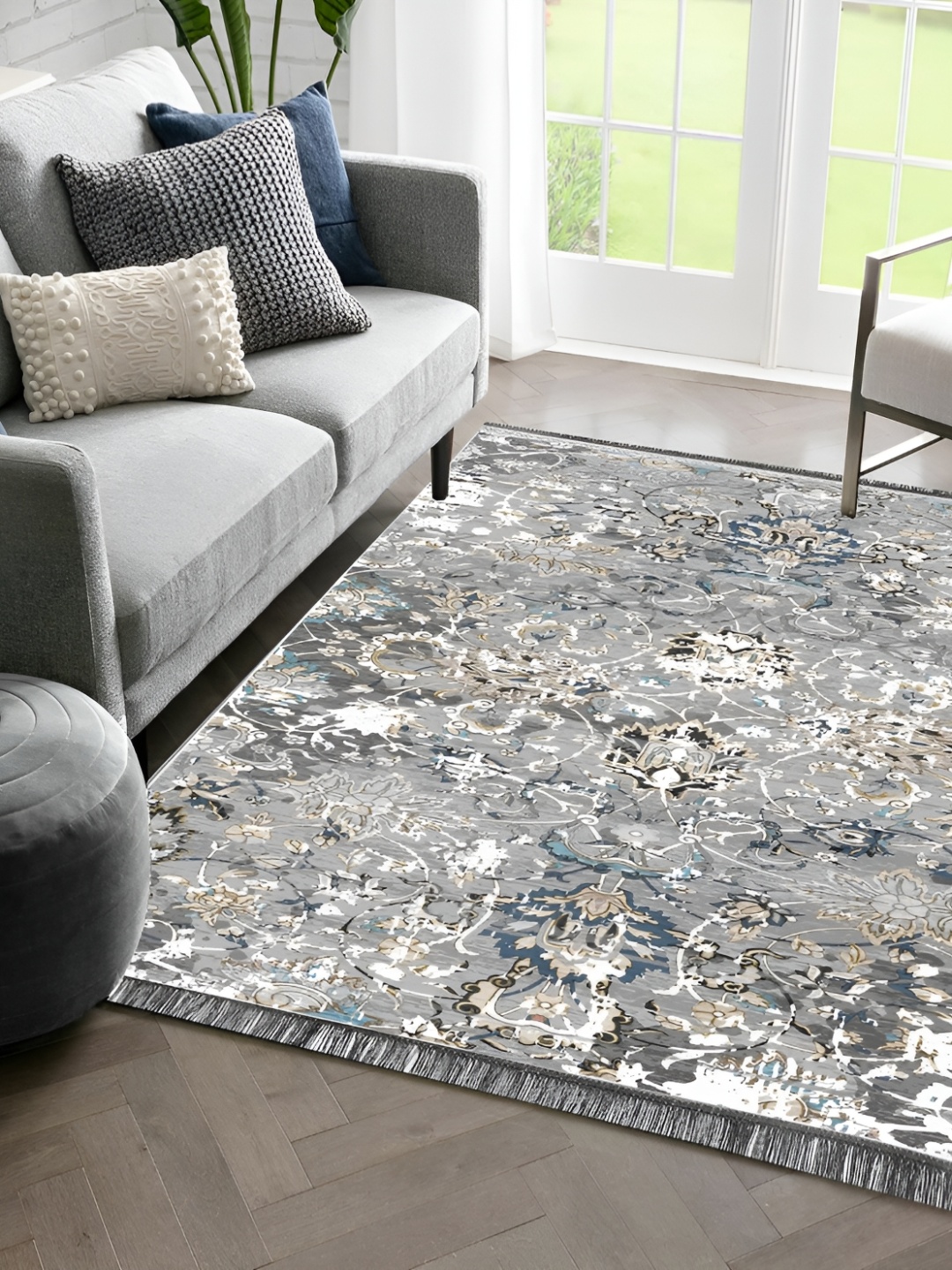 

Sparrow world Grey Bohemian Anti-Skid Carpet