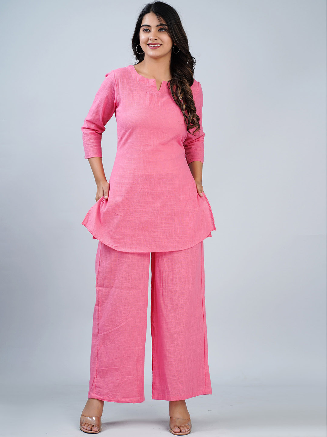 

ETC Pink Pure Cotton Tunic With Palazzo