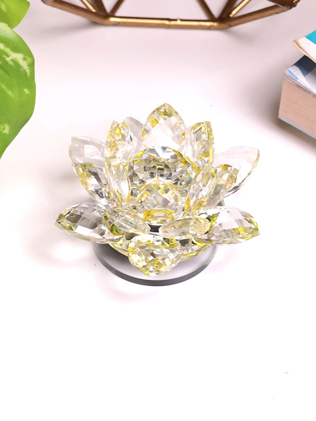 

Shubhanjali Yellow Crystal Lotus Showpiece