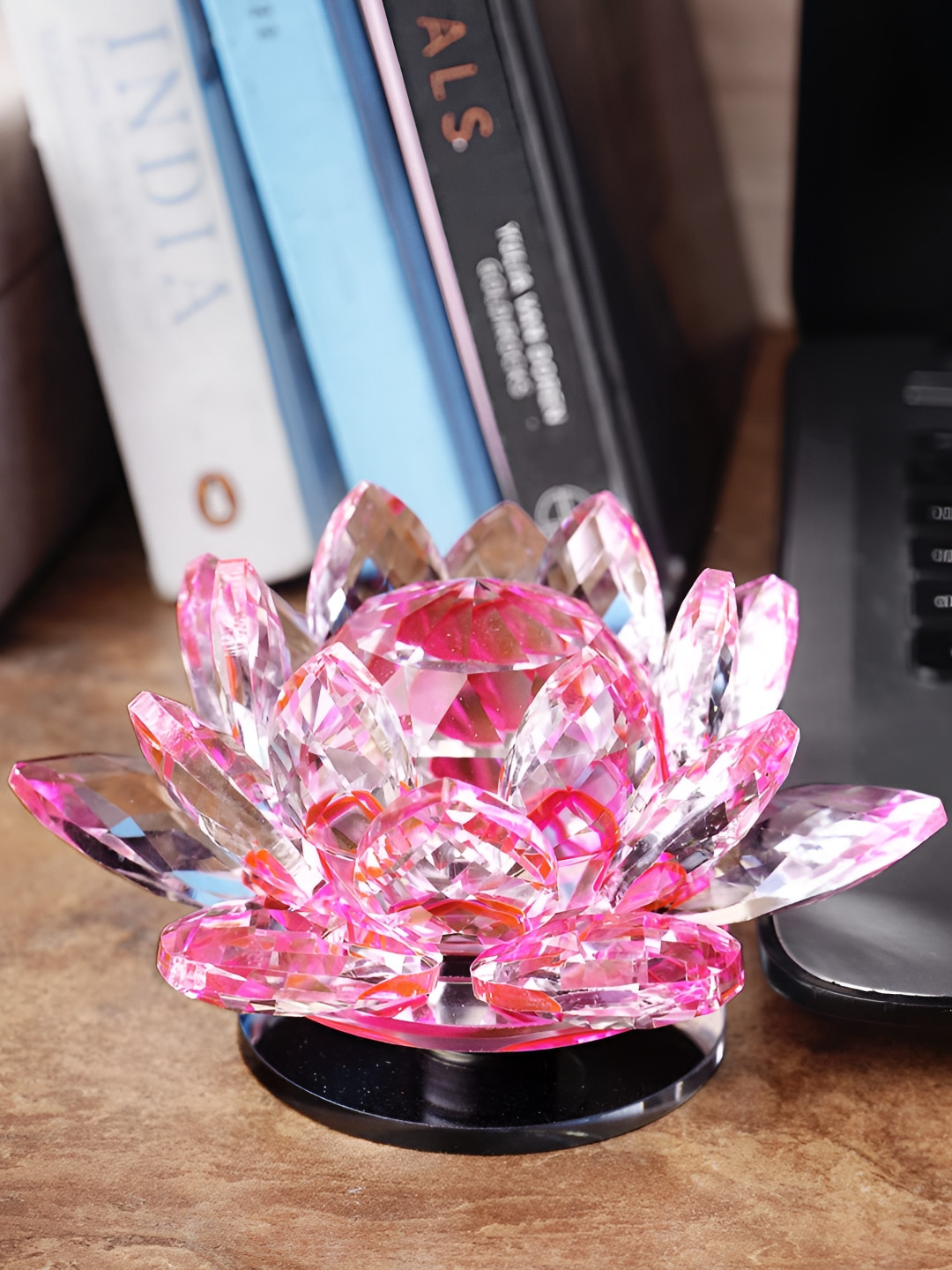 

Shubhanjali Pink Crystal Lotus Showpiece