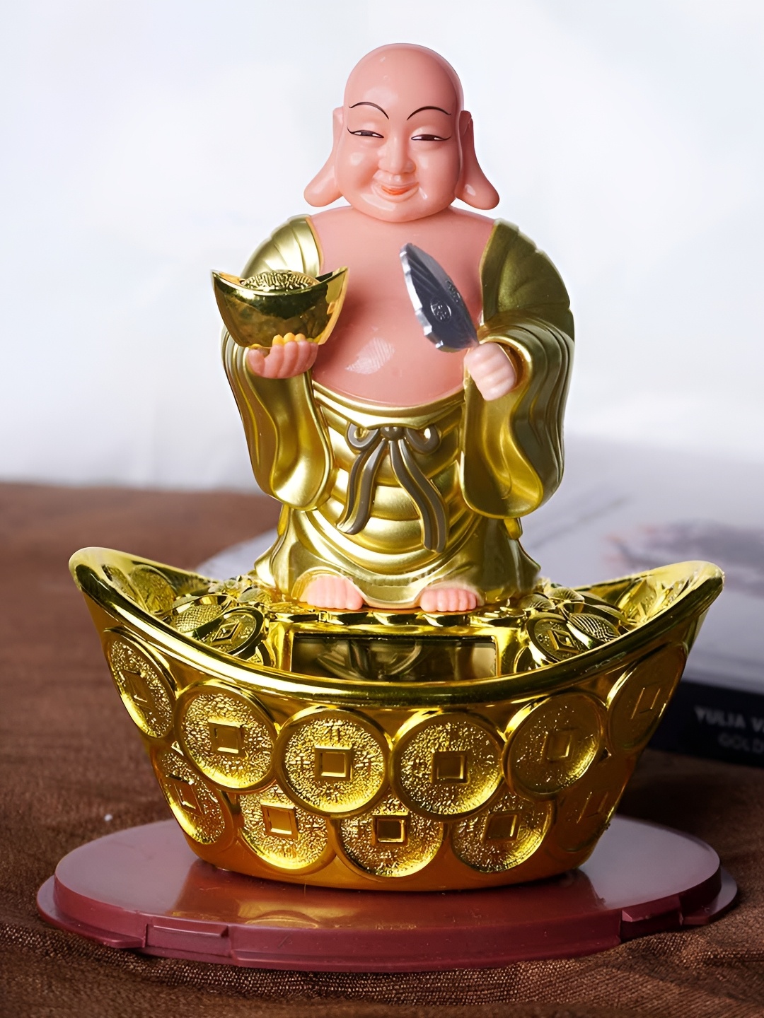 

Shubhanjali Solar Laughing Buddha Statue Showpiece, Nude