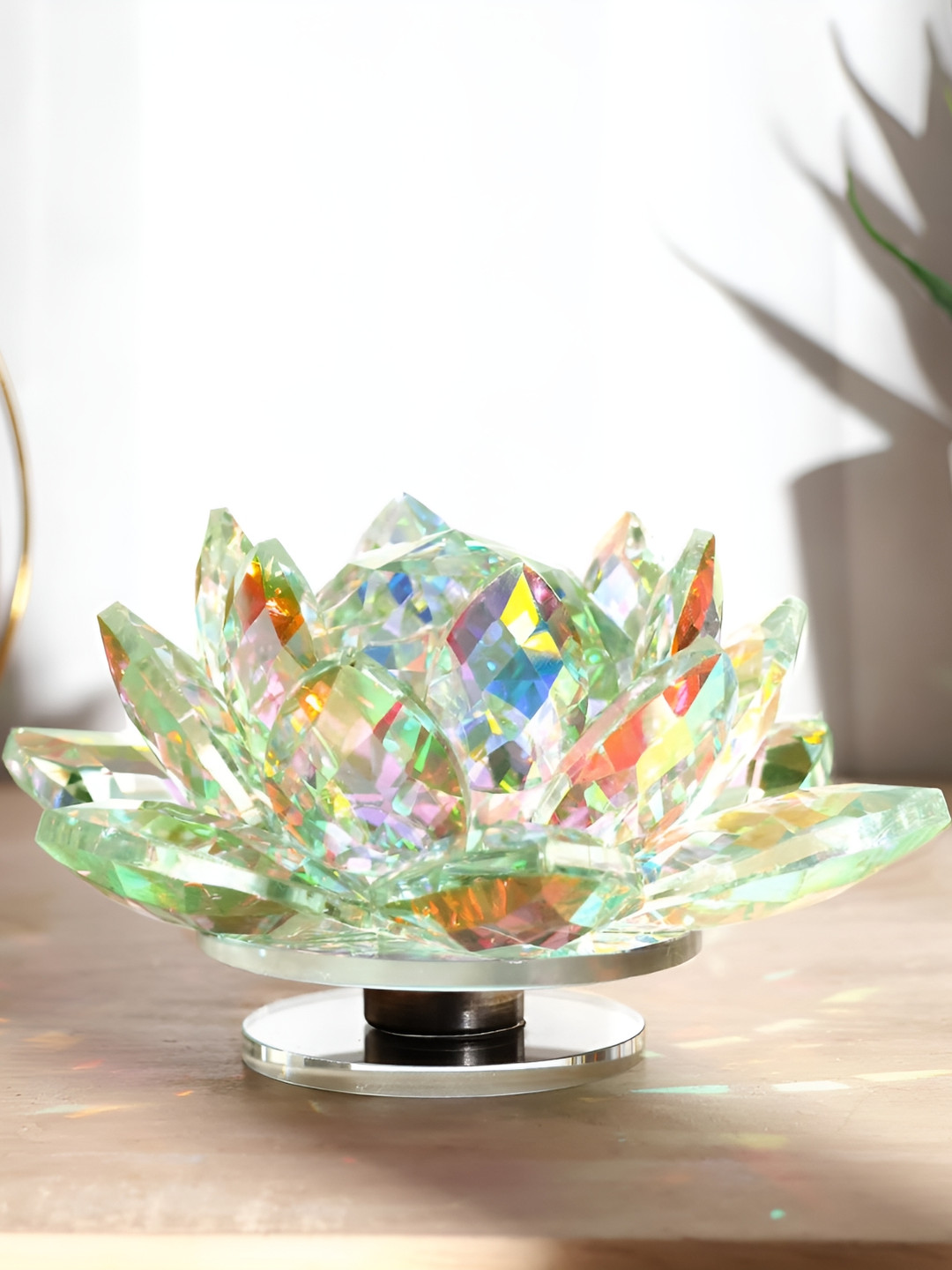 

Shubhanjali Green Angel Aura Crystal Lotus Showpiece